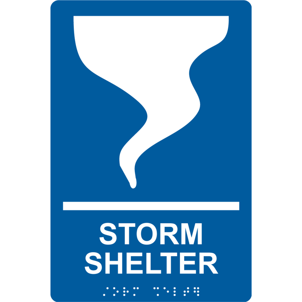 Accuform Braille Sign, Storm Shelter, 9" X 6", Plastic, Blue, PAD129BU