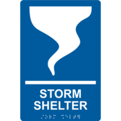 Accuform Braille Sign, Storm Shelter, 9" X 6", Plastic, Blue, PAD129BU