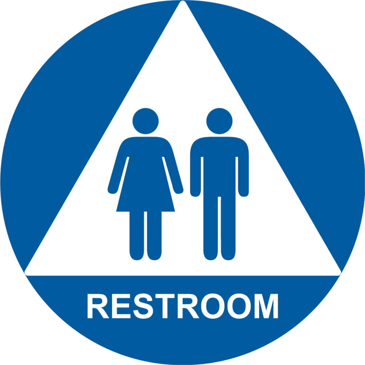 Accuform California Title 24 Tactile Sign, Restroom, 12" X 12", Plastic, Blue, PAD706BU