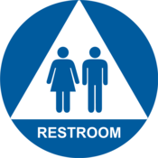 Accuform California Title 24 Tactile Sign, Restroom, 12" X 12", Plastic, Blue, PAD706BU