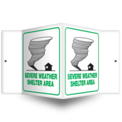 Accuform Projection Sign, 3D Style, Severe Weather Shelter Area, 6"H X 5"W Panel, Plastic, PSP141