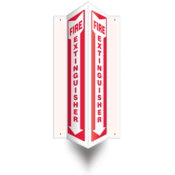 Accuform Projection Sign, 3D Style, Fire Extinguisher (Down Arrow), 12"H X 4"W Panel, Plastic, PSP330