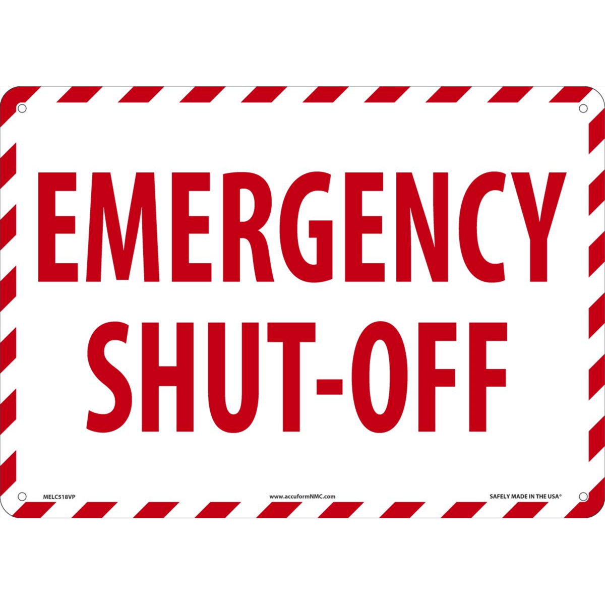 Accuform Safety Sign, Emergency Shut-Off, 10"H X 14"W, Plastic, MELC518VP
