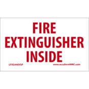 Accuform Safety Labels, Fire Extinguisher Inside, 3.5"H X 5"W, Adhesive Vinyl, 5/Pk, LFXG440VSP