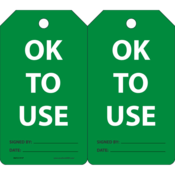 Accuform Cylinder Tags, Ok To Use, 5.75" X 3.25", Pf-Cardstock, 25/Pk, MGT217CTP