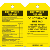 Accuform Inspection Tags, Hot Work Permit, 5.75" X 3.25", Pf-Cardstock, 25/Pk, TCS361CTP
