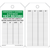 Accuform Inspection Tags, Emerg Shower/Eye Wash Test Record, 5.75" X 3.25", Pf-Cardstock, 25/Pk, MGT207CTP