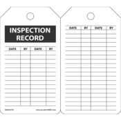 Accuform Inspection Tags, Inspection Record, 5.75" X 3.25", Pf-Cardstock, 25/Pk, TRS307CTP