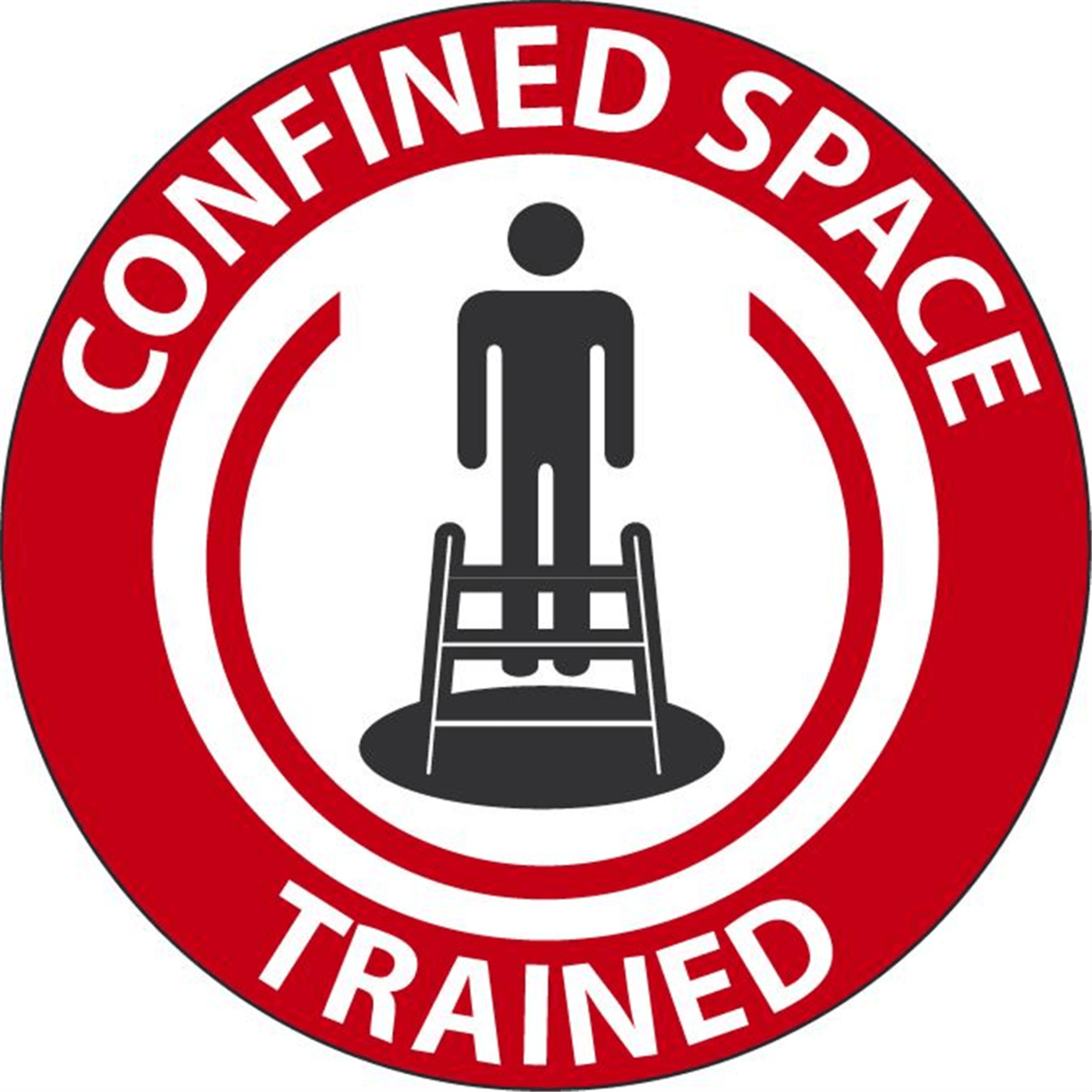 Accuform Hard Hat Labels, Confined Space Trained, 2.25" X 2.25", Adhesive Vinyl, 10/Pk, LHTL114