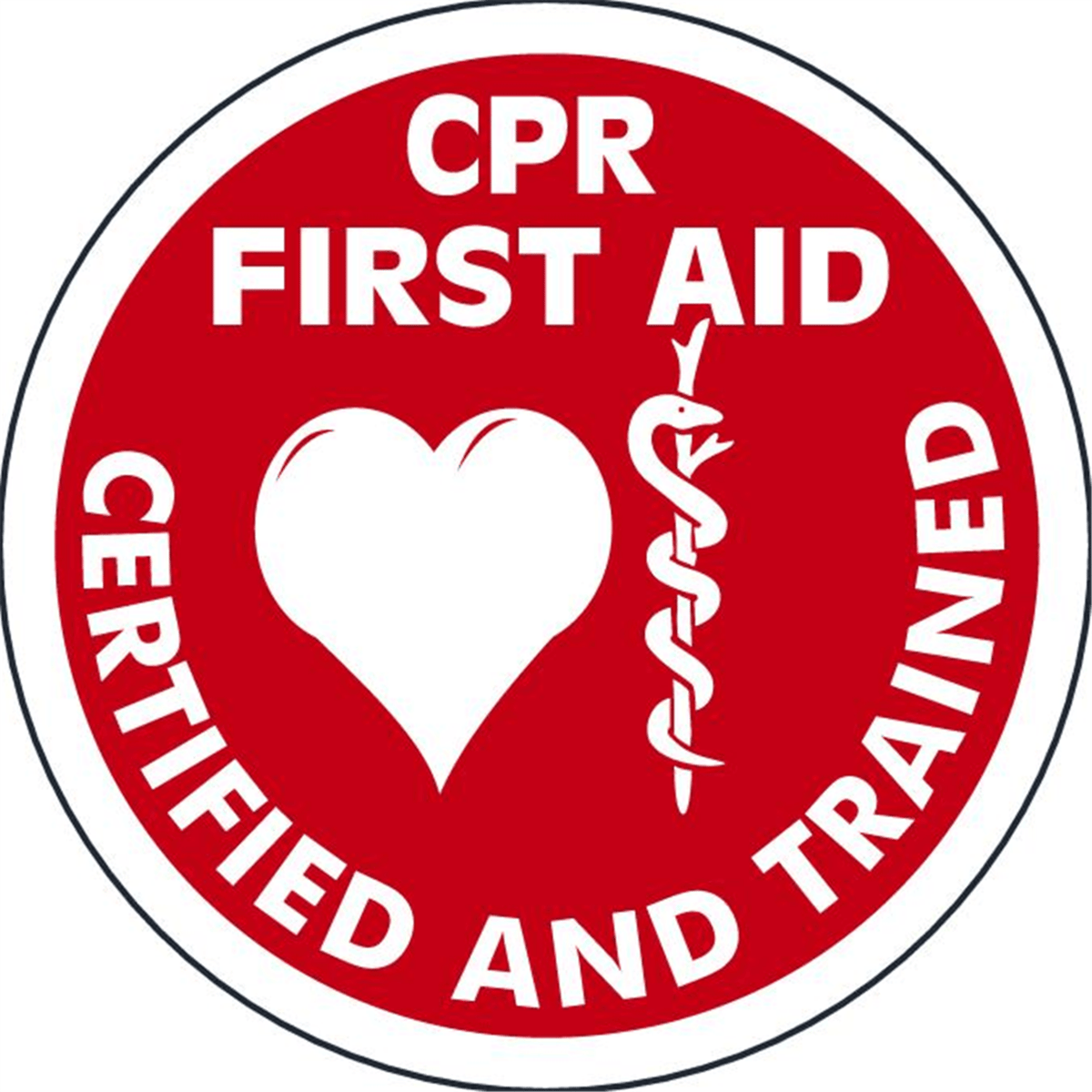 Accuform Hard Hat Labels, Cpr First Aid Certified And Trained, 2.25" X 2.25", Adhesive Vinyl, 10/Pk, LHTL348