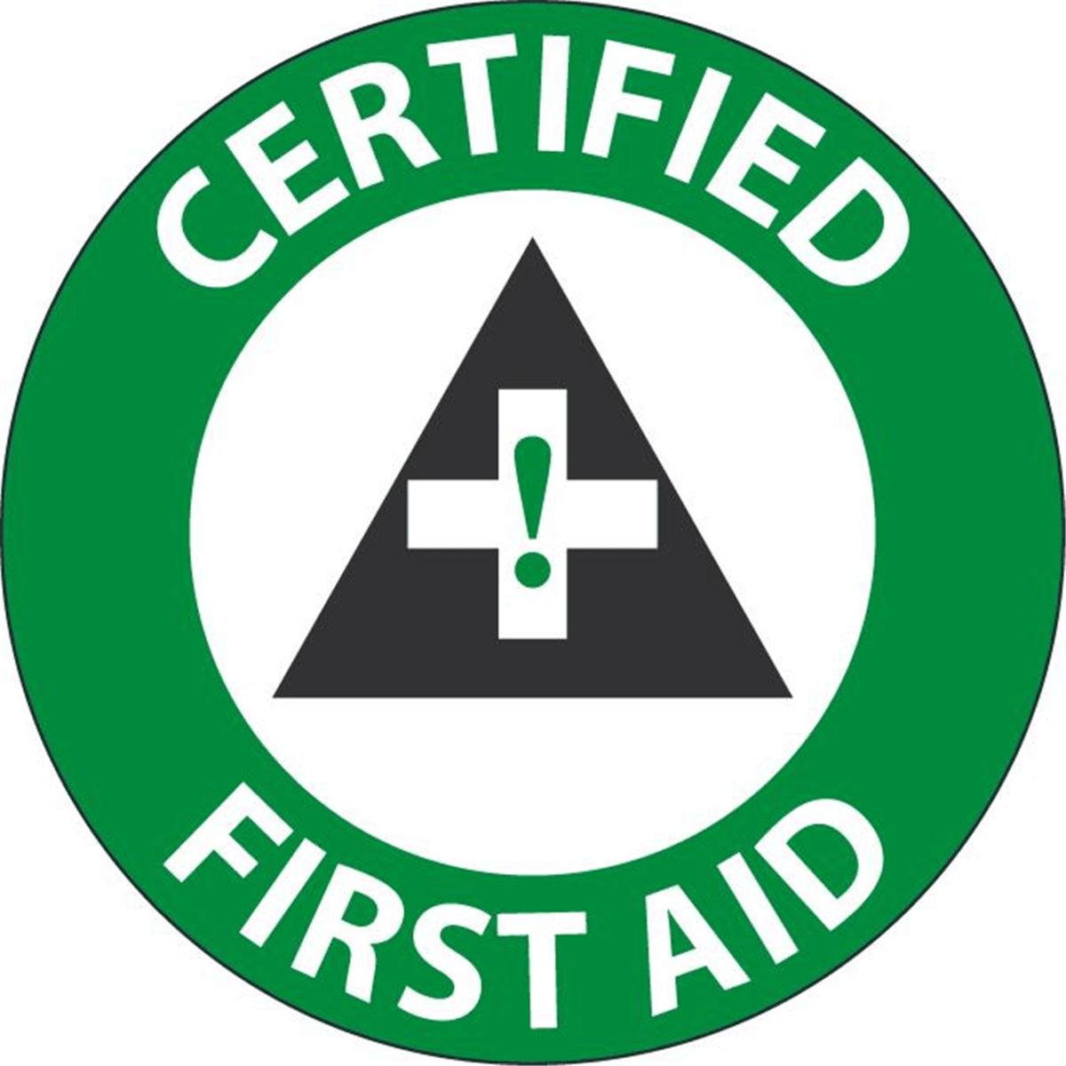Accuform Hard Hat Labels, Certified First Aid, 2.25" X 2.25", Adhesive Vinyl, 10/Pk, LHTL109