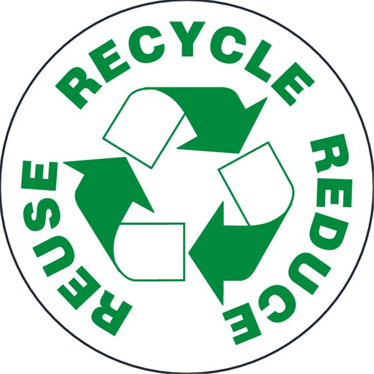 Accuform Hard Hat Labels, Recycle Reuse Reduce, 2.25" X 2.25", Adhesive Vinyl, 10/Pk, LHTL166