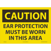 Accuform Safety Sign, Caution Ear Protection Must Be Worn In This Area, 10"H X 14"W, Adh Vinyl, MPPA603VS