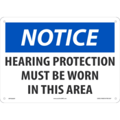 Accuform Safety Sign, Notice Hearing Protection Must Be Worn In This Area, 10"H X 14"W, Plastic, MPPA808VP