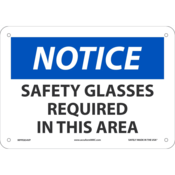 Accuform Safety Sign, Notice Safety Glasses Required In This Area, 7"H X 10"W, Plastic, MPPE854VP
