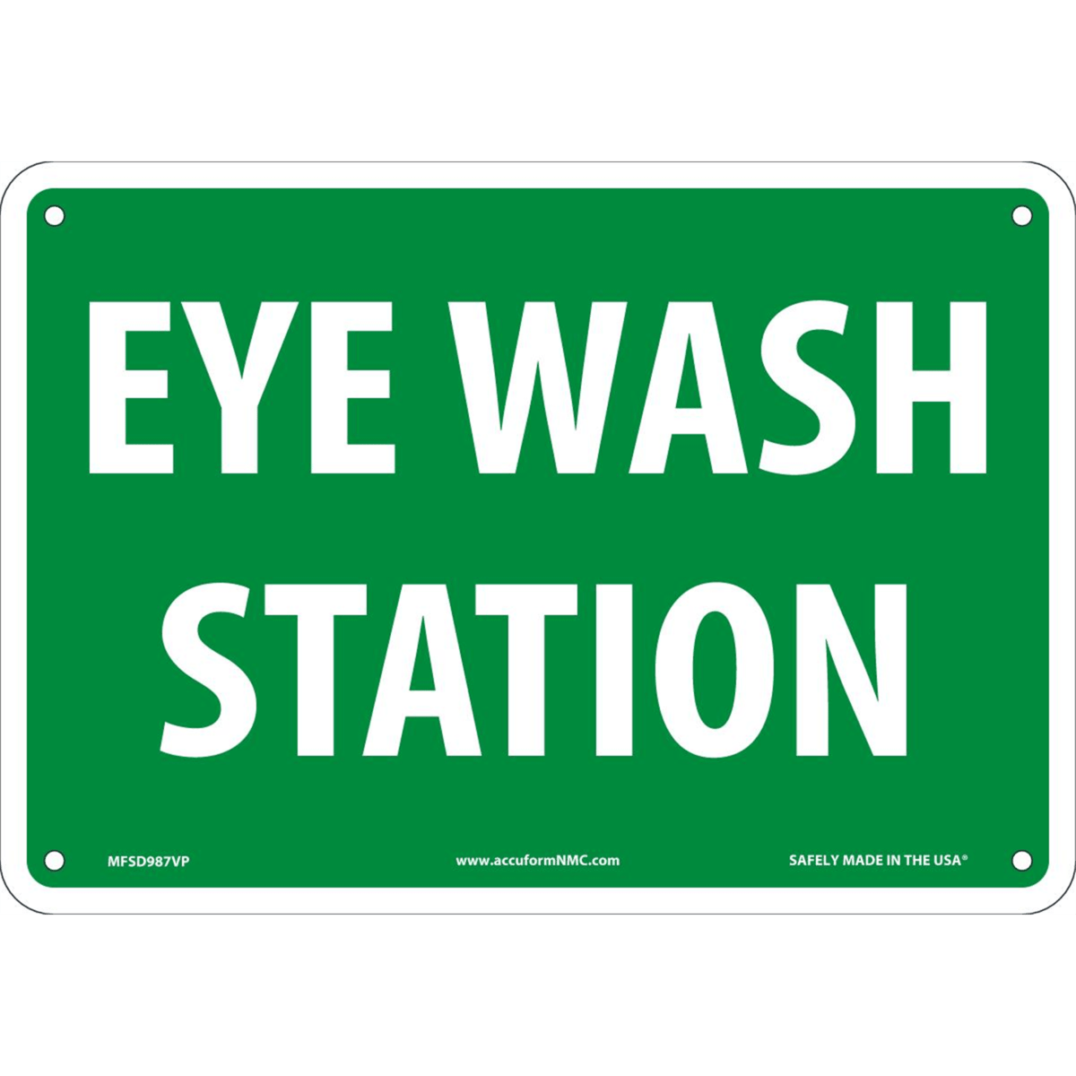 Accuform Safety Sign, Eye Wash Station, 7"H X 10"W, Plastic, MFSD987VP