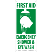 Accuform Safety Sign, First Aid Emergency Shower & Eye Wash (Graphic), 17"H X 7"W, Plastic, MFSD996VP