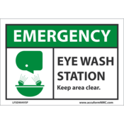 Accuform Safety Labels, Emergency Eye Wash Station Keep Clear Graphic, 3.5Hx5W, Adh Vinyl,5/Pk, LFSD904VSP