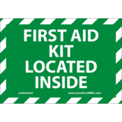 Accuform Safety Labels, First Aid Kit Located Inside, 3.5"H X 5"W, Adhesive Vinyl, 5/Pk, LVHR560VSP
