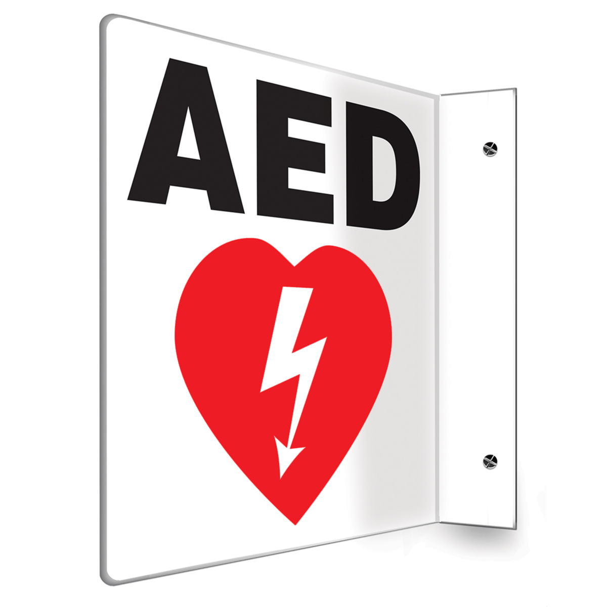 Accuform Projection Sign, 90D Style, Aed, 8"H X 8"W Panel, Plastic, PSP708