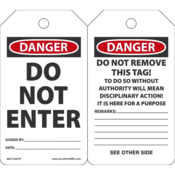 Accuform Safety Tags, Danger Do Not Enter, 5.75" X 3.25", Pf-Cardstock, 25/Pk, MDT164CTP
