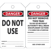 Accuform Safety Tags, Danger Do Not Use, 5.75" X 3.25", Pf-Cardstock, 25/Pk, MDT106CTP