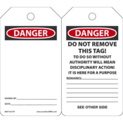 Accuform Safety Tags, Danger (Blank), 5.75" X 3.25", Pf-Cardstock, 25/Pk, MDT161CTP