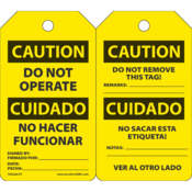 Accuform Safety Tags, Caution Do Not Operate (Bilingual), 5.75" X 3.25", Pf-Cardstock, 25/Pk, TSP626CTP