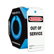 Accuform Tags By-The-Roll, Danger Out Of Service, 6.25"H X 3"W, Pf-Cardstock, 100/Rl, TAR118