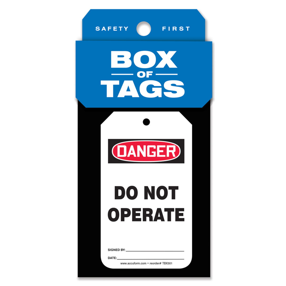Accuform Box Of Tags, Danger Do Not Operate, 5.75"H X 3.25"W, Pf-Cardstock, 50/Bx, TBX301