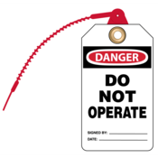 Accuform Loop 'N Lock Tie Tags, Danger Do Not Operate, 5.75" X 3.25", Rp-Plastic, 10/Pk, TAK607