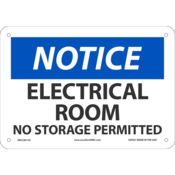Accuform Safety Sign, Notice Electrical Room No Storage Permitted, 7" X 10", Aluminum, MELC801VA