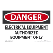 Accuform Safety Sign, Danger Electrical Equipment Auth. Personnel Only, 3.5"X5", Adh Vinyl, 5/Pk, LELC001VSP
