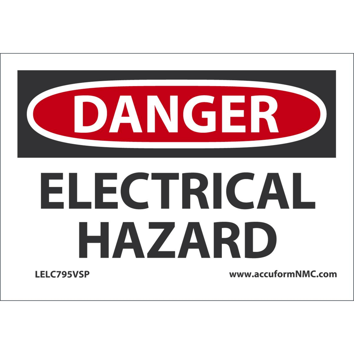 Accuform Safety Labels, Danger Electrical Hazard, 3.5" X 5", Adhesive Vinyl, 5/Pk, LELC795VSP