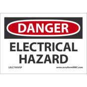 Accuform Safety Labels, Danger Electrical Hazard, 3.5" X 5", Adhesive Vinyl, 5/Pk, LELC795VSP