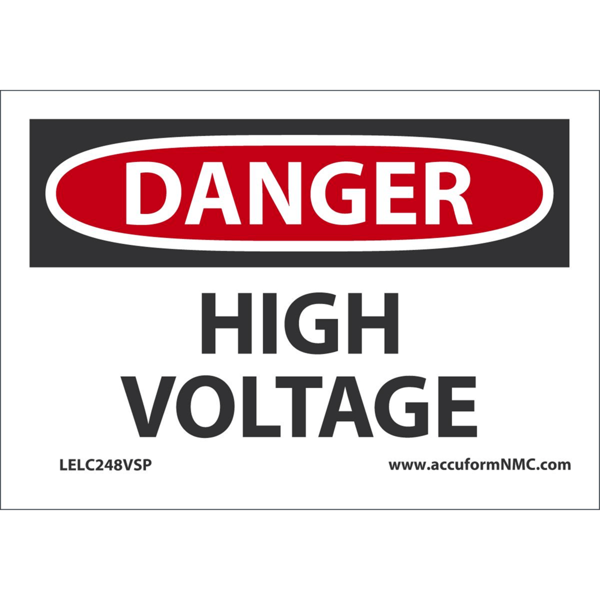 Accuform Safety Labels, Danger High Voltage, 3.5" X 5", Adhesive Vinyl, 5/Pk, LELC248VSP