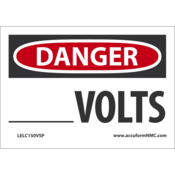 Accuform Safety Labels, Danger (Blank) Volts, 3.5" X 5", Adhesive Vinyl, 5/Pk, LELC150VSP
