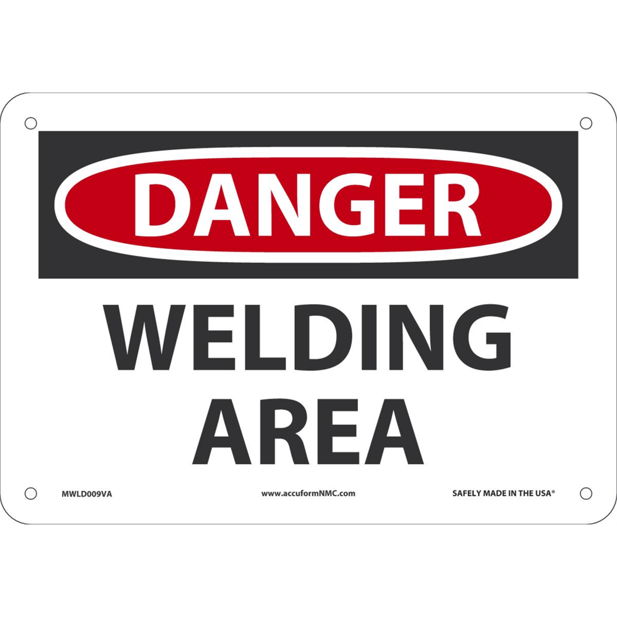 Accuform Safety Sign, Danger Welding Area, 7" X 10", Aluminum, MWLD009VA