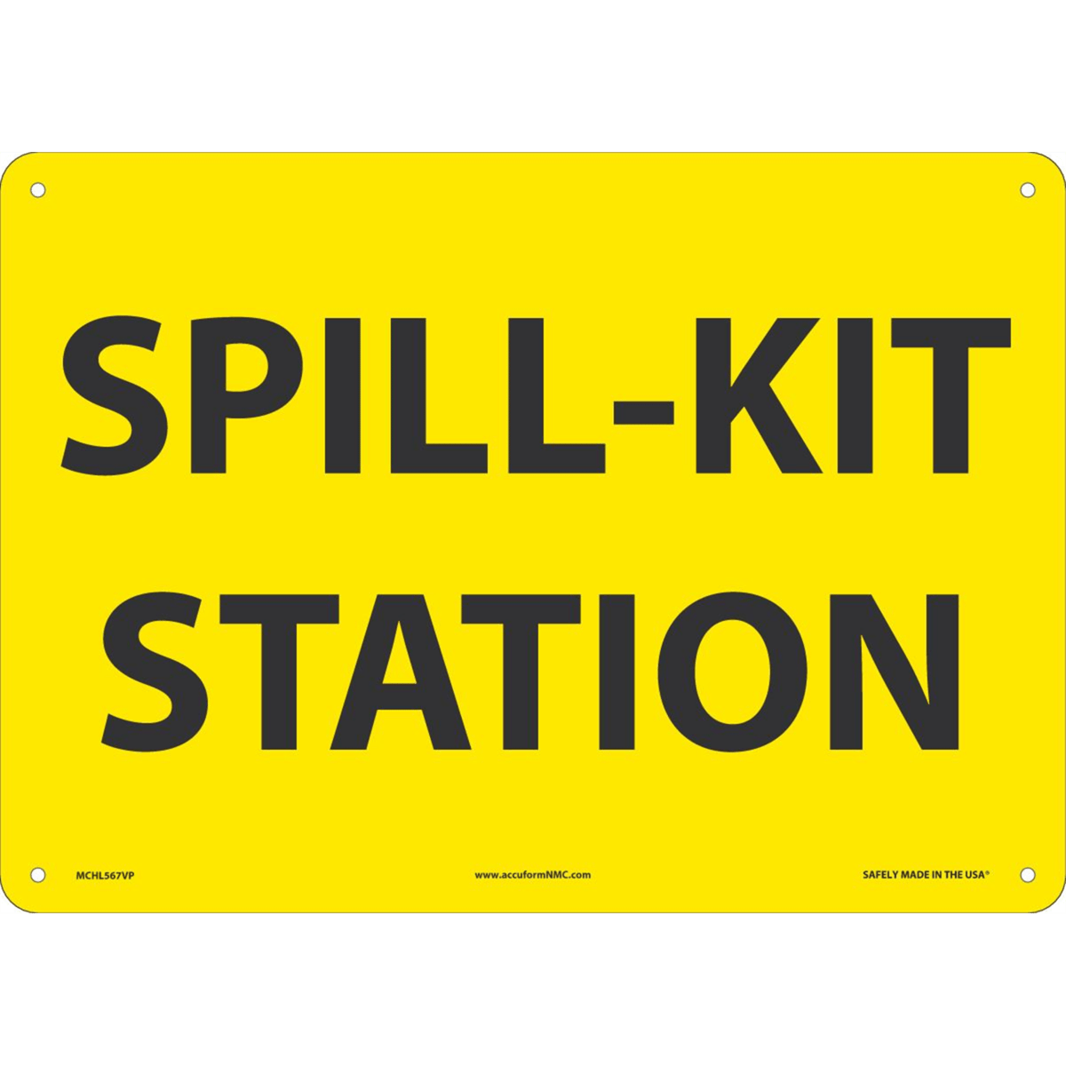 Accuform Safety Sign, Spill-Kit Station, 10" X 14", Plastic, MCHL567VP
