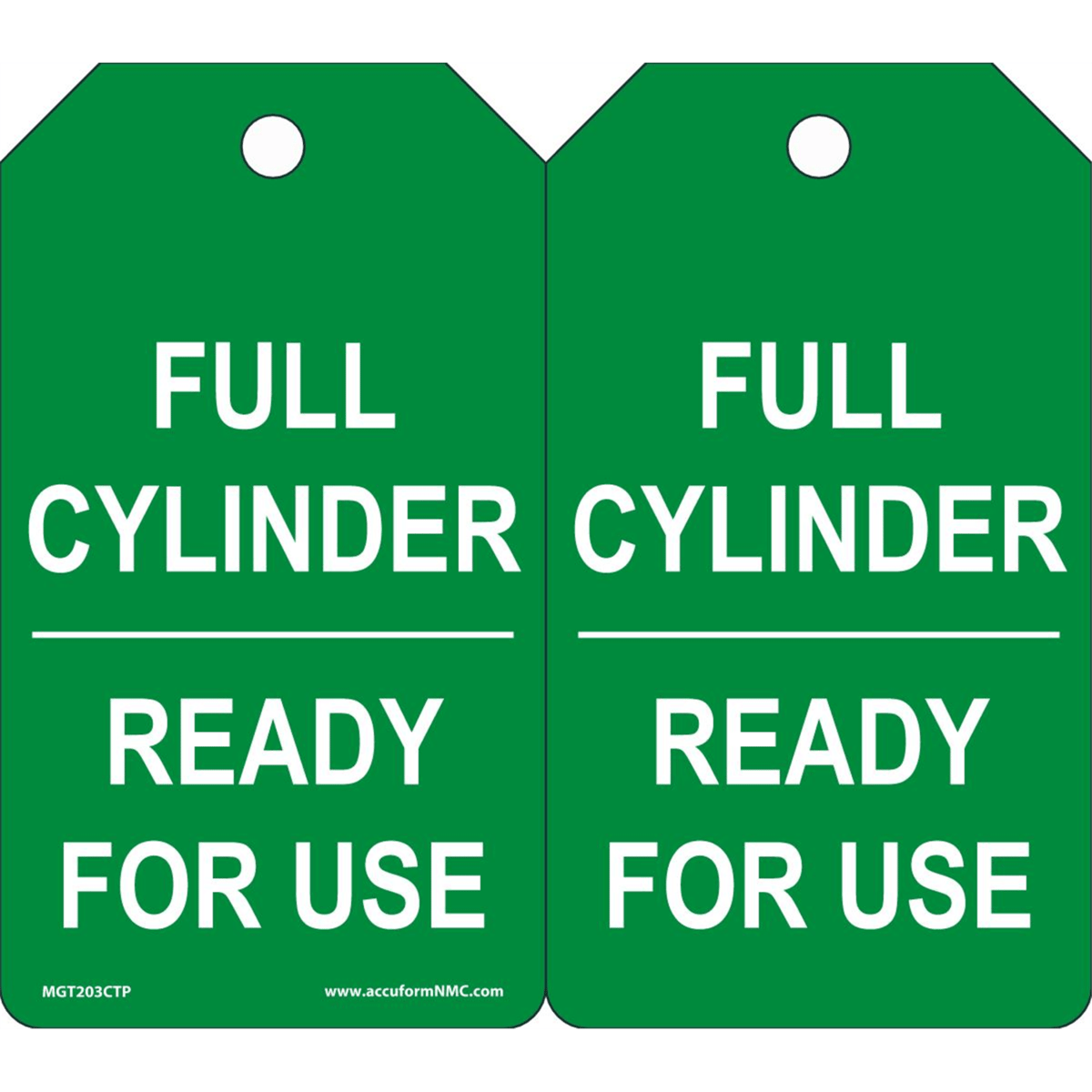 Accuform Cylinder Tags, Full Cylinder Ready For Use, 5.75" X 3.25", Pf-Cardstock, 25/Pk, MGT203CTP