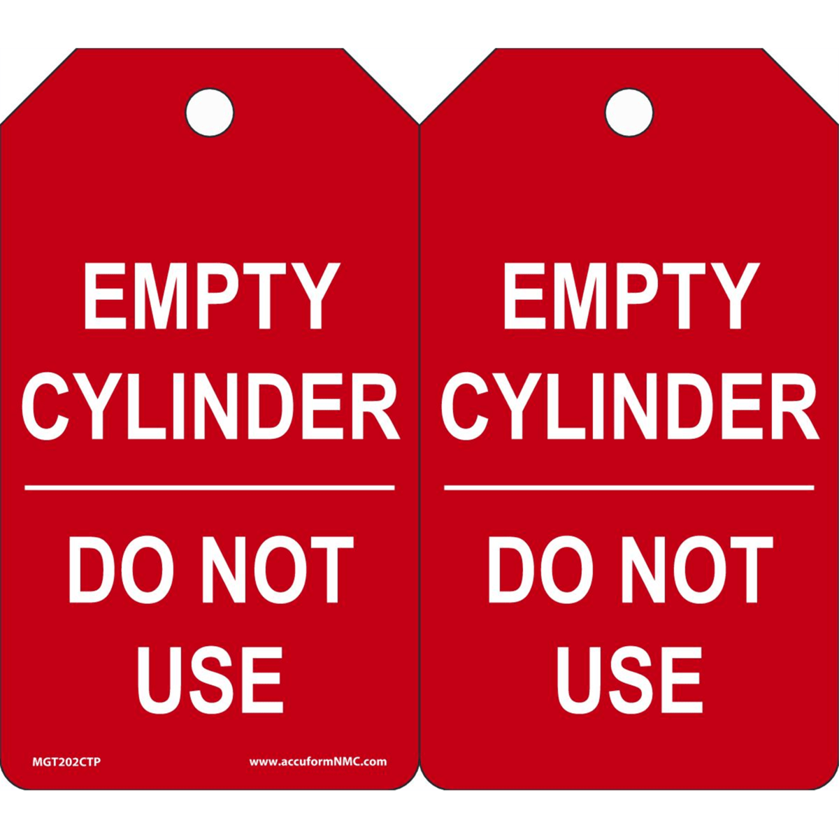 Accuform Cylinder Tags, Empty Cylinder Do Not Use, 5.75" X 3.25", Pf-Cardstock, 25/Pk, MGT202CTP