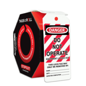 Accuform Tags By-The-Roll, Danger Do Not Operate Equip Locked Out, 6.25"X3", Pf-Cardstock, 100/Rl, TAR402