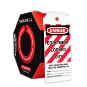 Accuform Tags By-The-Roll, Danger Equipment Locked Out, 6.25" X 3", Pf-Cardstock, 250/Rl, TAR478
