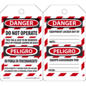Accuform Lockout Tags, Danger Do Not Operate (Bilingual), 5.75" X 3.25", Pf-Cardstock, 25/Pk, TSP101CTP