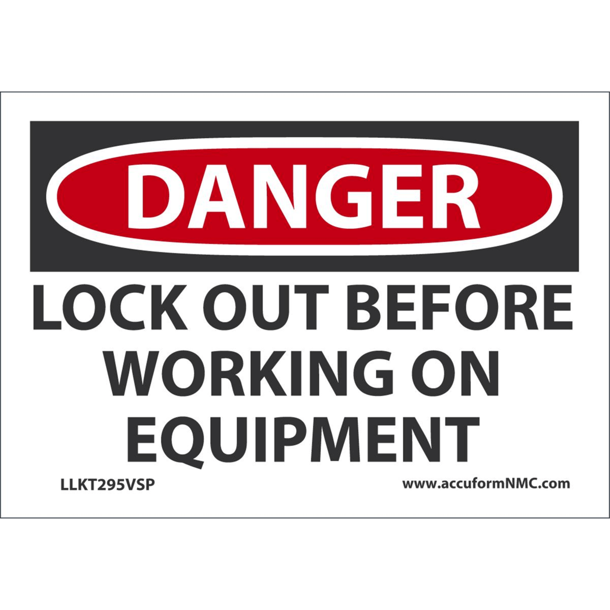 Accuform Safety Labels, Danger Lock Out Before Working On Equipment, 3.5"X5", Adh Vinyl, 5/Pk, LLKT295VSP
