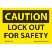 Accuform Safety Labels, Caution Lock Out For Safety, 3.5" X 5", Adhesive Vinyl, 5/Pk, LLKT611VSP