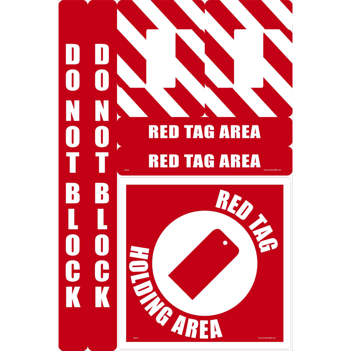 Accuform Walk-On Floor Marking Kit, Configurable, Textured Non-Slip, Red Tag Holding Area, WFK10
