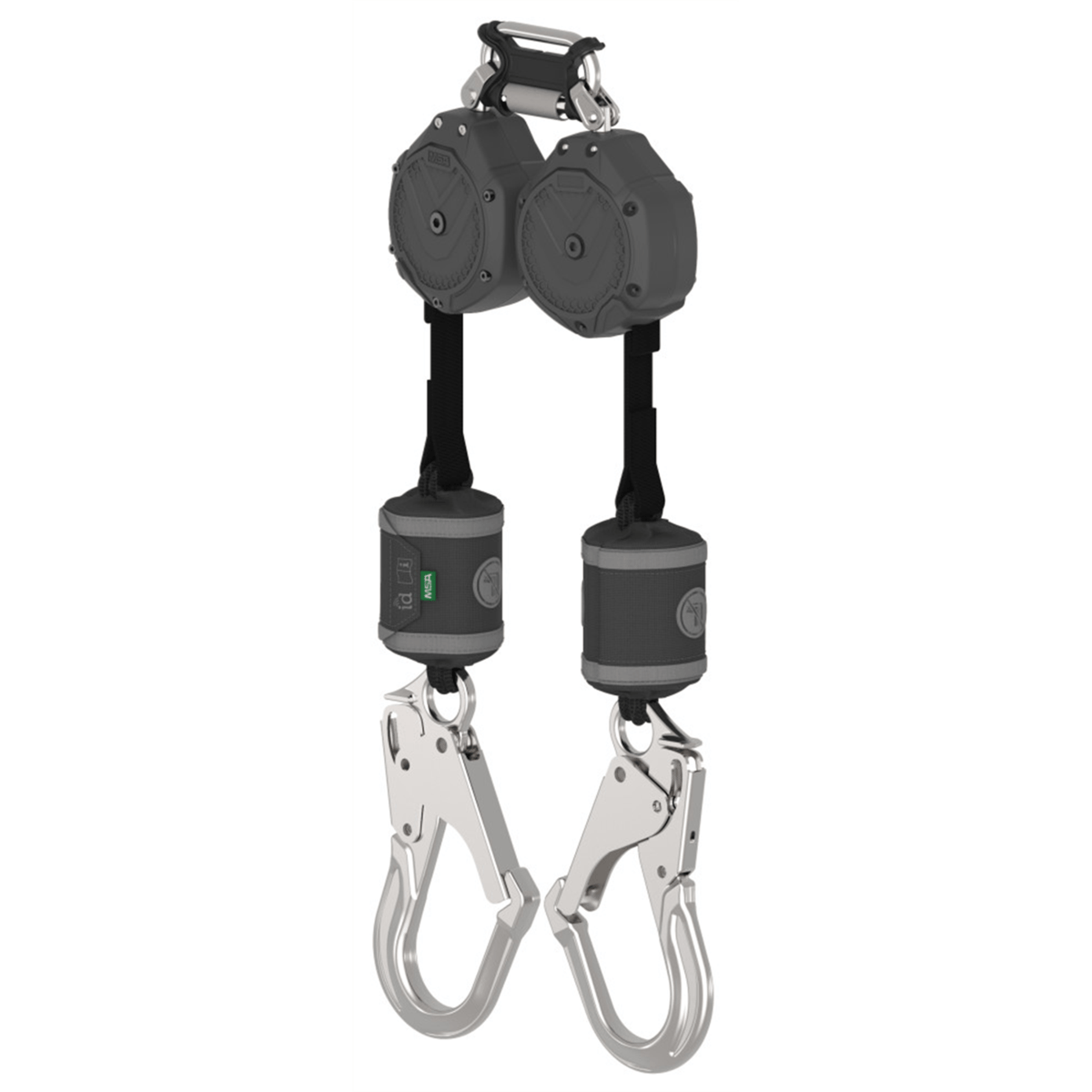 MSA V-SHOCK Personal Fall Limiter, 6', Twin, AL36CL Alum Snaphook, Twin Link Triple Action Carabiner
