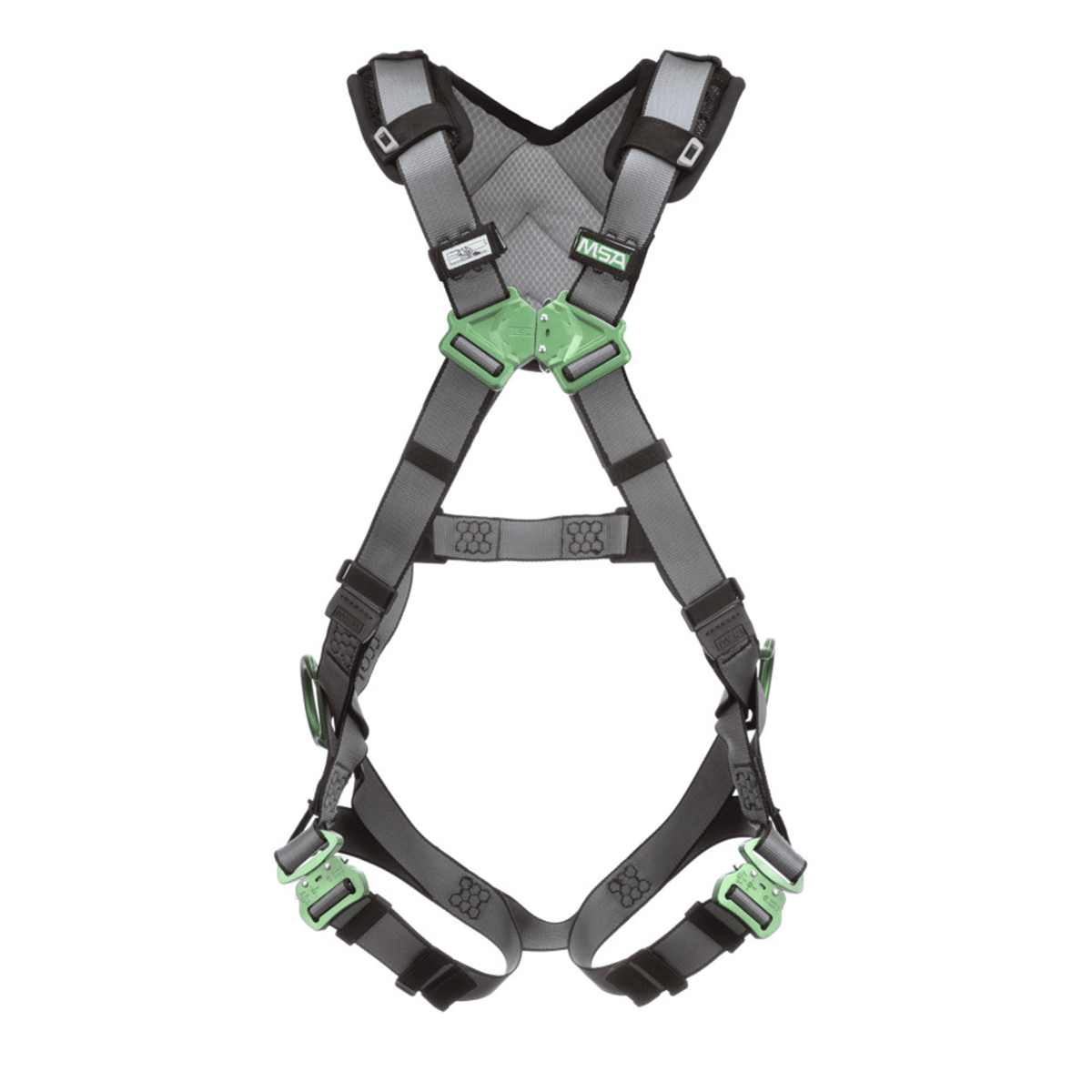 MSA V-FIT Harness, Extra Large, Back & Hip D-Rings, Quick Connect Leg Straps, Shoulder Padding