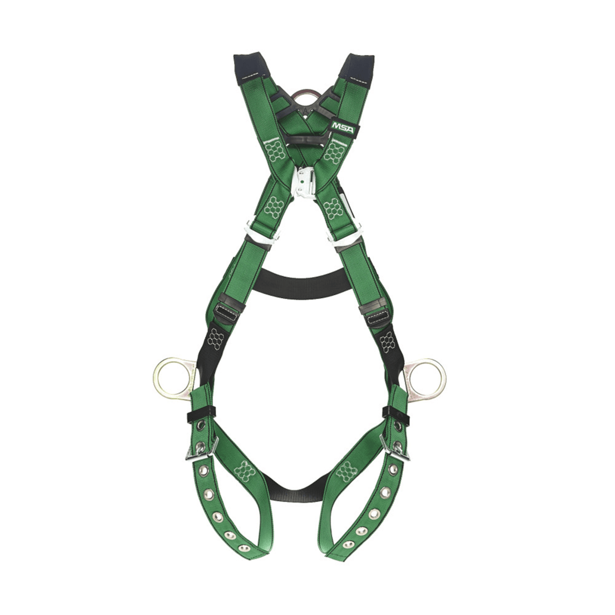 MSA V-FORM Harness, Extra Lrg, Back & Hip D-Rings, Tongue Buckle Leg Straps Quick Connt Chest Buckle